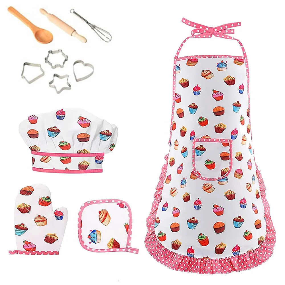 Kids Chef Apron & Hat Set