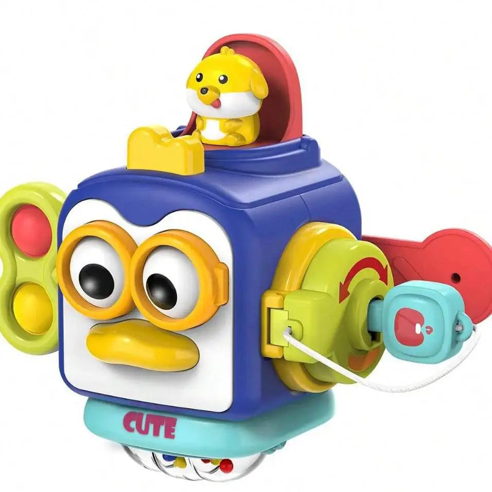 Montessori Busy Board Cube – Toddler Sensory Toy