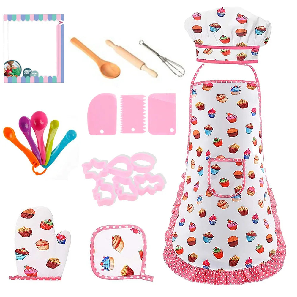Kids Chef Apron & Hat Set